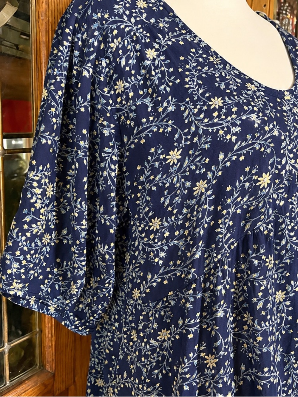 Adventures Navy Floral Tiered Swing Dress - Women's large - Picture 4 of 9